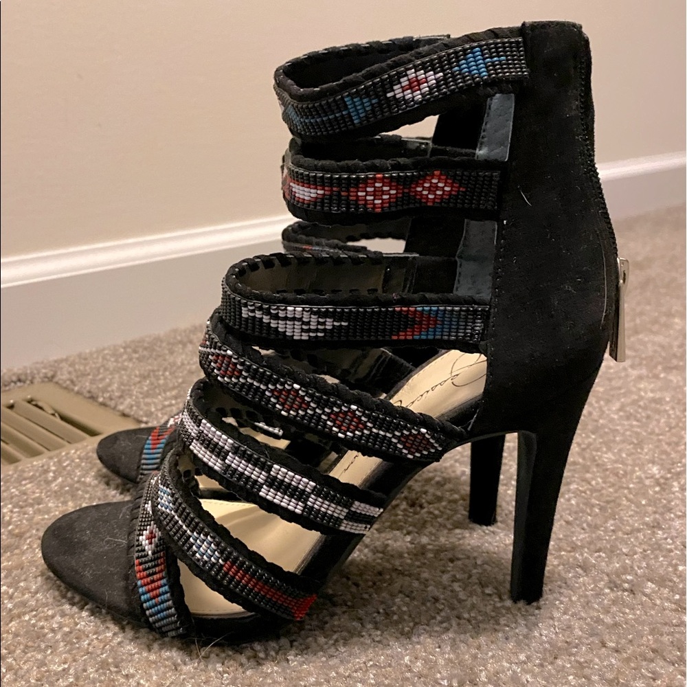 Black strappy Jessica Simpson heels